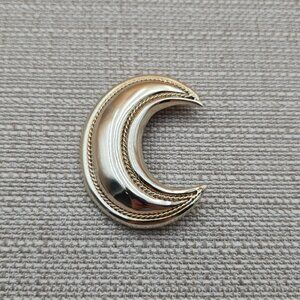 Sterling Silver And 14kt Gold Rope Crescent Moon Pin Brooch B716